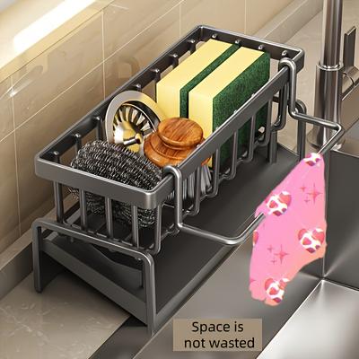 The Space Saving Sink Drainage Rack Adopts A Non Porous Design Which Is Easy To Install and Can Efficiently Organize The Kitchen