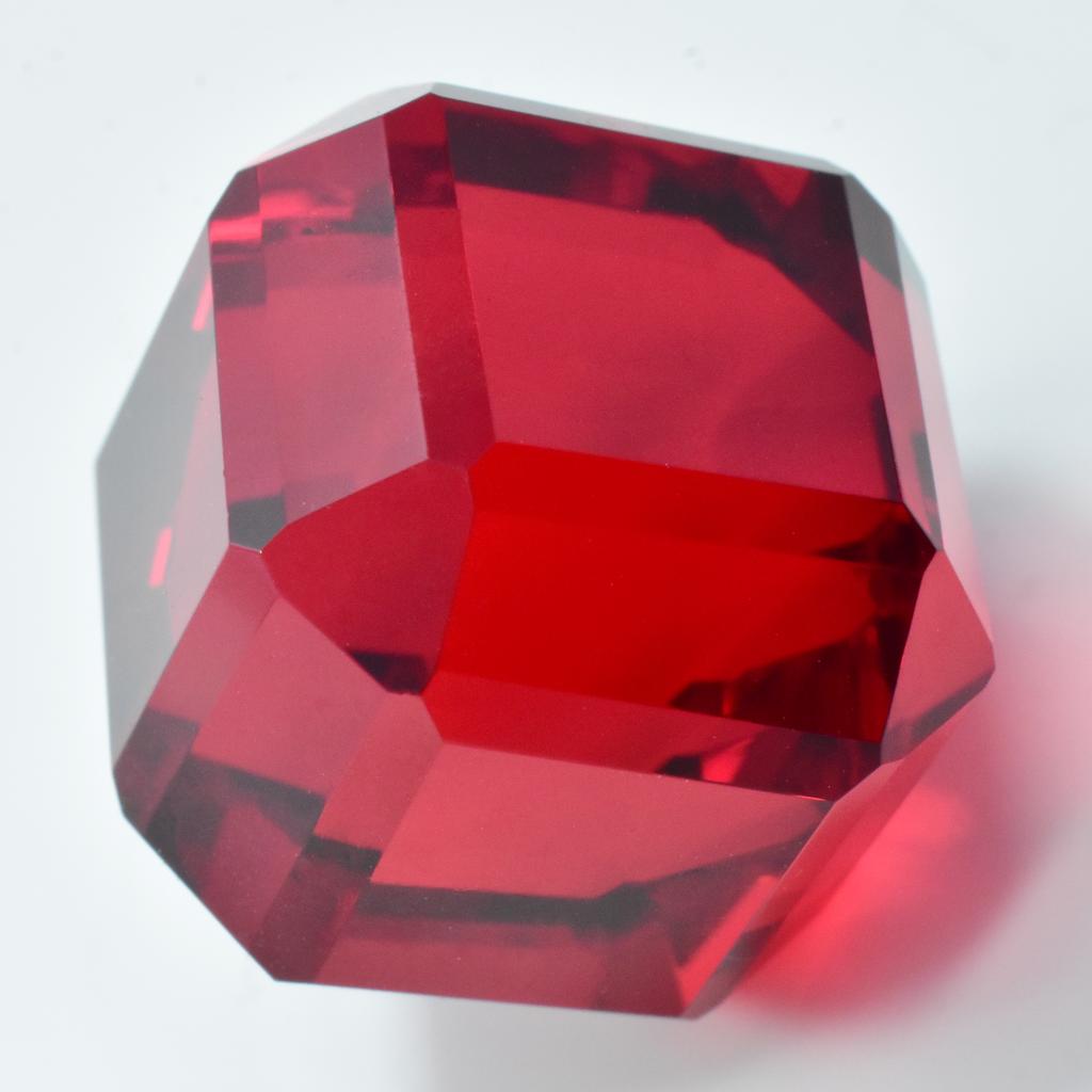 Cube AAA++ Cut Huge Size Lab-Created Red Ruby 47.05 Ct Loose Gemstone CERTIFIED S-810