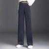 Fleecing Plush Thick Warm Letter Stripes High Waist Corduroy Straight OL Wide Leg Long Pant Women Winter Casual Trouser Clothing