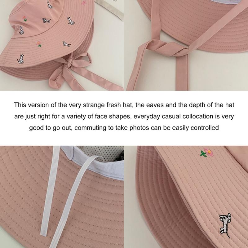 Fisherman Hat Bucket Hat for Girls Colorful Embroidered Casual Caps for Sports Gym Mountain Camping Hat Outdoor Sunshade