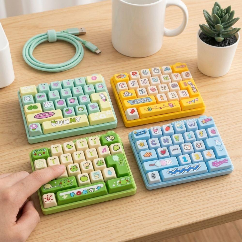 Squeeze Feel Keyboard Fidget Pendant Colorful Fingertip Button Key Ring Student Use
