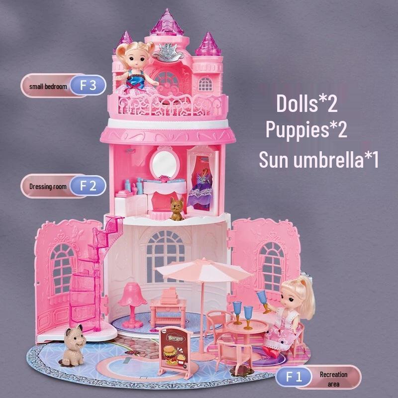 Princess Castle Playset: Luxury Villa Bedroom Role-Playing Suitcase for Girls