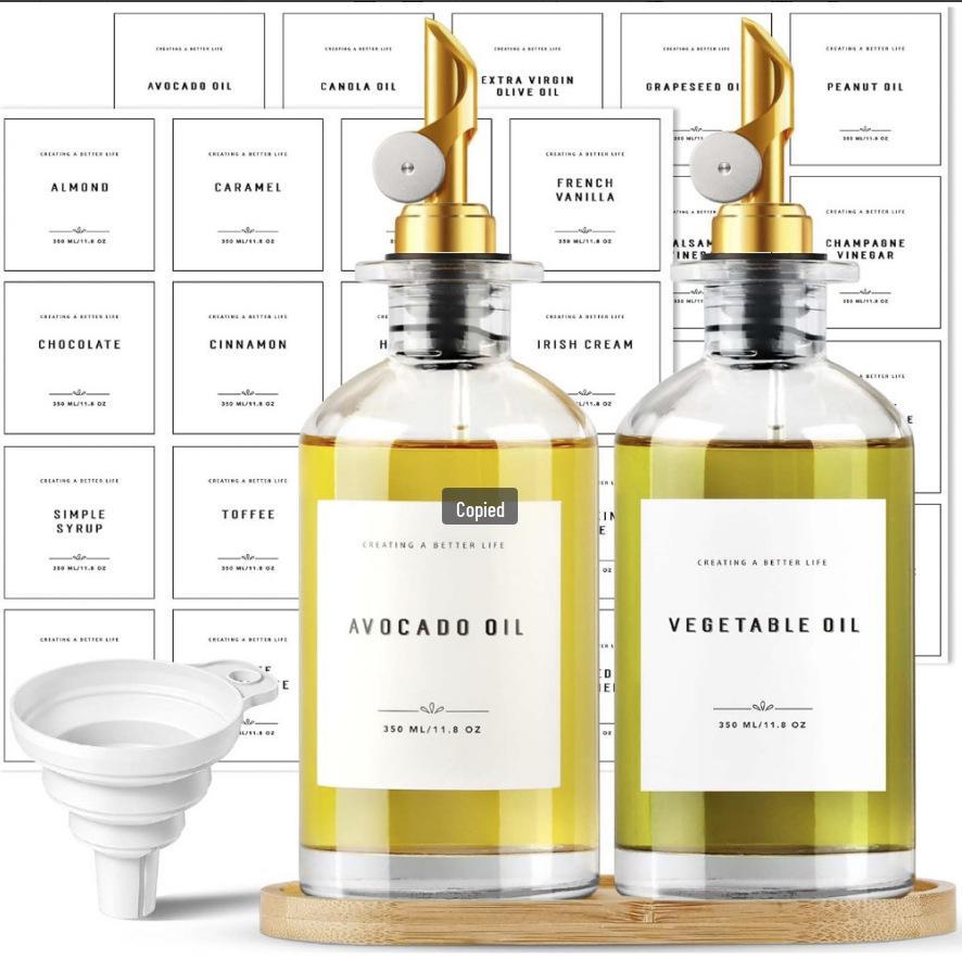 Large Capacity Thickened Glass Olive Oil, Soy Sauce & Vinegar Bottle for Kitchen