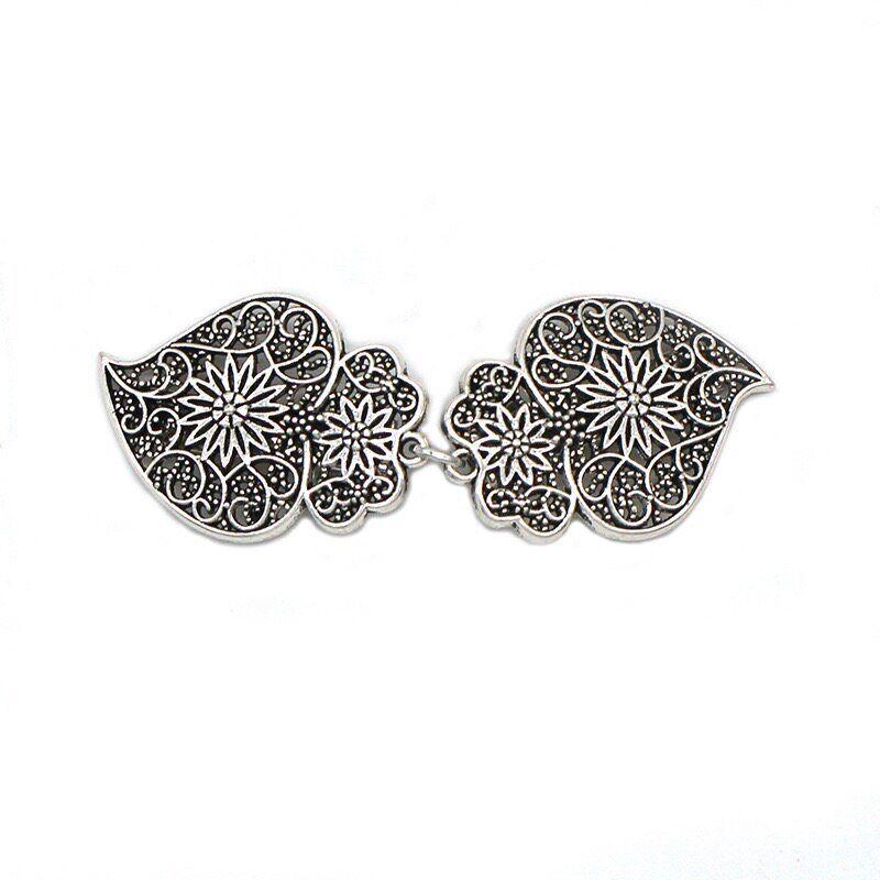 

Vintage Buttoned Sweater Clip Feather Scarf Clip Knitted Shawl Cape Cardigan Clip Women s Anti-Exposure Shirt Collar Clip Clamp Fixing Buckle-Leaf