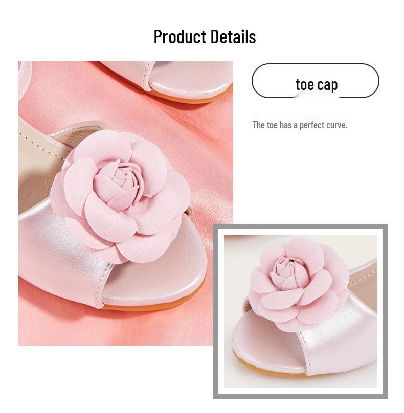 2025 Stylish Girls' High Heel Camellia Sandals - Princess Shoes for Outdoor Wear