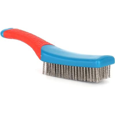 Spazzola metallica in acciaio inossidabile per impieghi gravosi con comoda impugnatura in plastica, perfetta per rimuovere ruggine, scorie di saldatura, sporco e vernice.