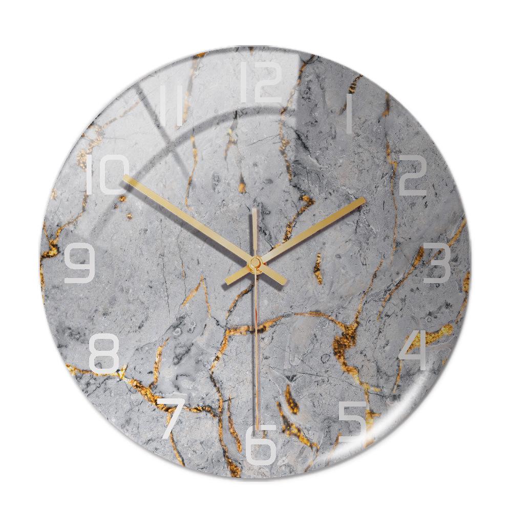 CC127-142 Luxurious Round Marble Wall Clock, 3D Creative Acrylic Design for Home Decor