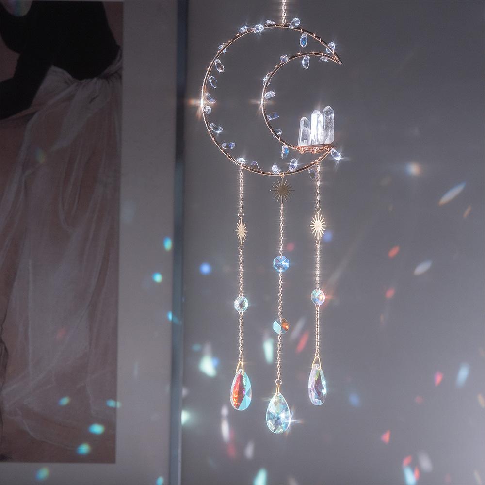 Light and Shadow Crystal Rolling Stone Crystal Cluster Round Sun Catcher Moon Wind Chime Window Garden Color Lighting Pendant Love ice crystal