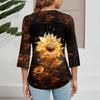 Women's V-neck Gradient Print Three-quarter Sleeve Fashion Top