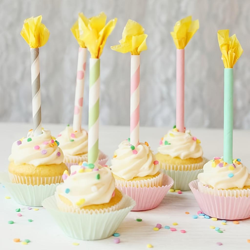 100-Pack 6mm Diameter, 197mm Length Pink Striped Paper Straws