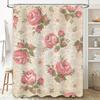 Vintage Floral Shower Curtain Decorative Bath Towel Waterproof Printing Bathroom Decoration Pink Rose Print Wall Hanging (180x24