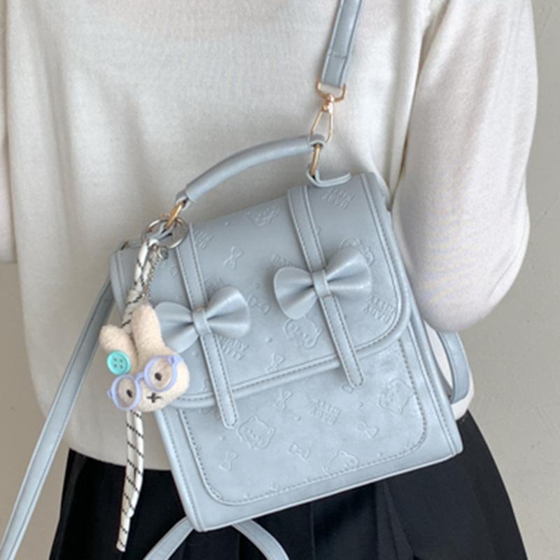 Schoolbag Foreign Style Retro College Backpack Bag Women's 1011 Spring New Niche Bow Backpack Portable Student Schoolbag