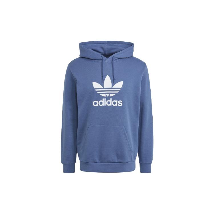 adidas originals Printing Logo hooded Long Sleeves Pullover Blue Men s GN3460 S