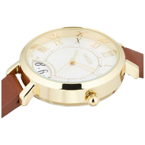Fieldwork Tova Analog Watch with Date Display, Gold Leather Strap, Brown, YM054-4, Women's
