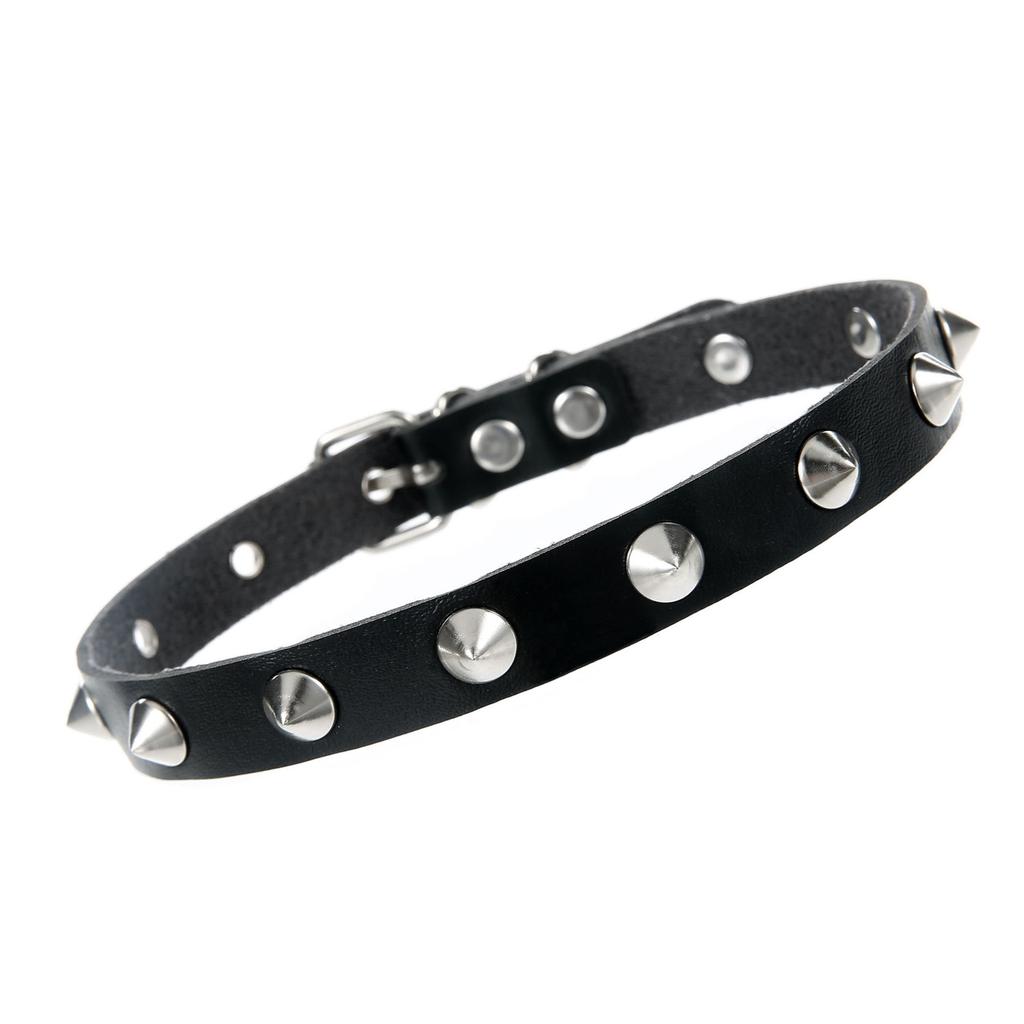 DIEZI Punk PU Leather Clavicle Necklace For Women Vintage Harajuku Gothic Pointed Rivet Choker Torques Necklace Men Jewelry
