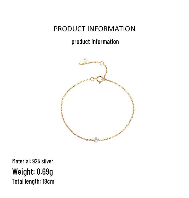S925 Sterling Silver Single Stone Diamond Bracelet - Sparkling, Fashionable & Versatile Women's Jewelry