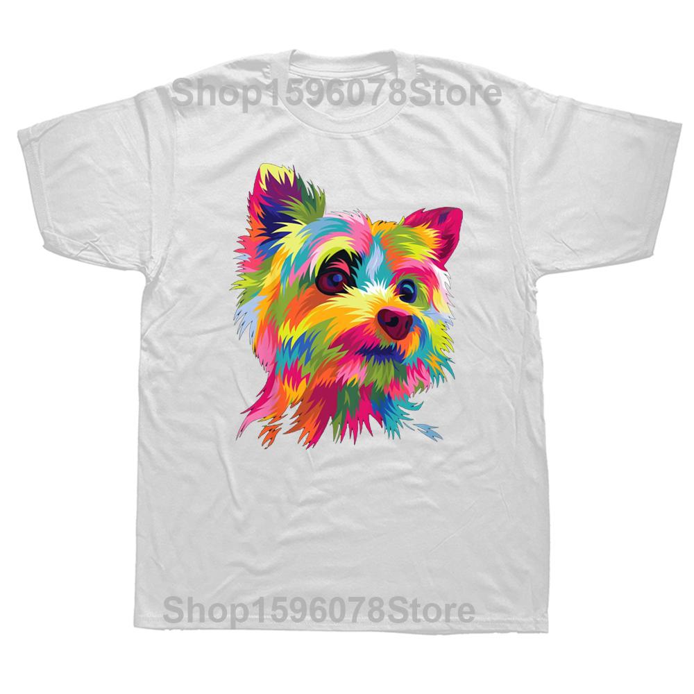 

Funny Colorful Art Yorkshire Terrier Yorkie Dog Lover T Shirts Graphic Streetwear Short Sleeve Birthday Gifts Summer T-shirt 3XL