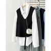 Women Plus Size Long Sleeve Fake Two Piece Casual Commute Shirt