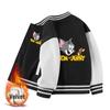 Tom and Jerry Thickened Boys' Baseball Jackets - Velvet Lined, Spring/Autumn Casual Wear