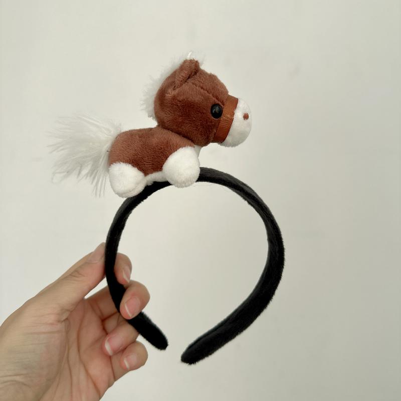 Søt Liten Hest Plysjdukke Armbånd Snap-armbånd For Barn Gave Utstoppet Hest Dame Pannebånd