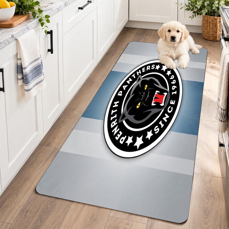 Flannel Kitchen Mat Penrith Panthers Soft Area Rug Non Slip Floor Carpet Home Decoration