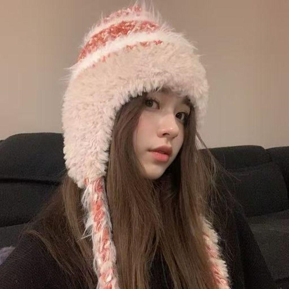 Warm Winter Hat Ear Protection Beanie Hats Cute Knitted Cap  Outdoor