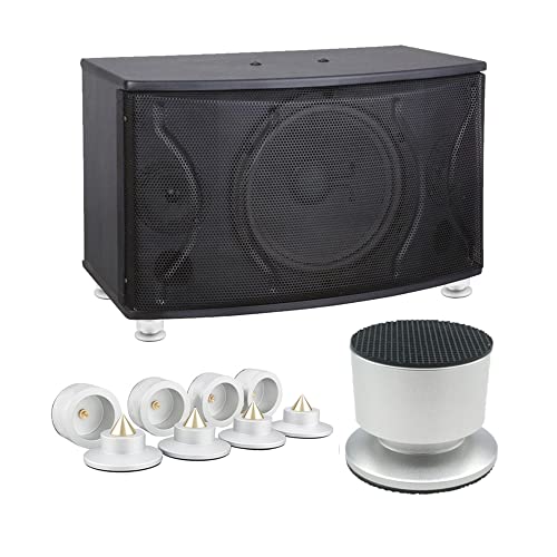 Flushbay Set of 4 Alloy and Brass Speaker Spike Insulators with Adjustable Height for Speakers, Improved Audio Quality (Black)