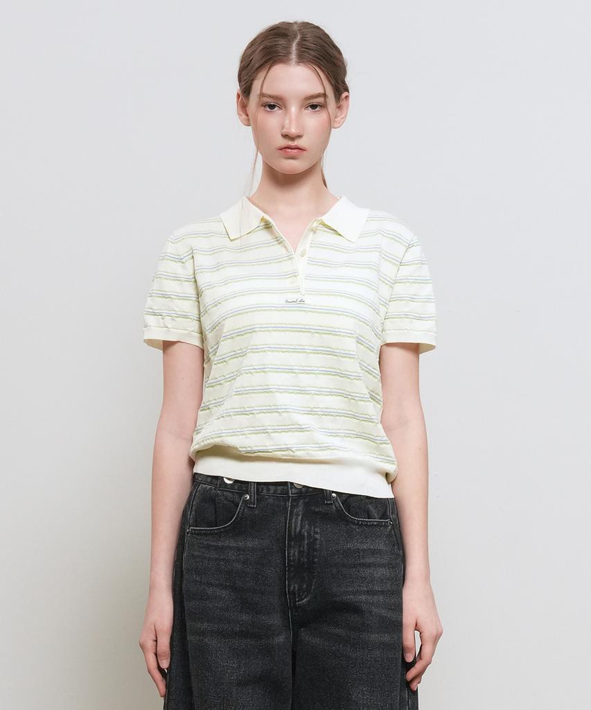 GENERALIDEA Striped Collar Half Knit [Ivory] / Gf2Lkp525