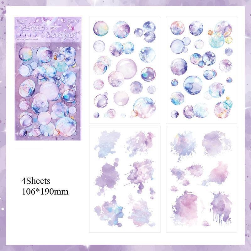 4 Sheets Colorful Bubble Stickers PET Material DIY Scrapbooking Art Collage Stationery Planner Decor Diary Stickers