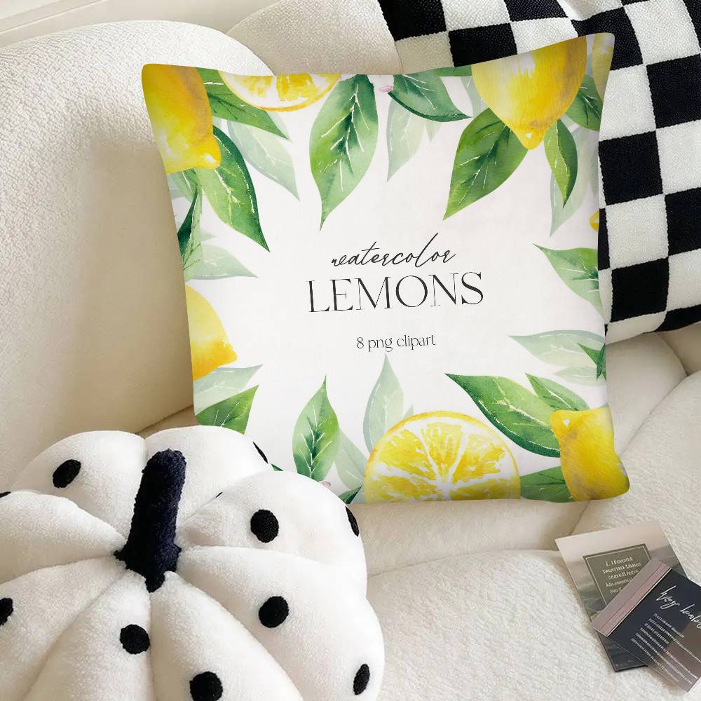 Lemon Pattern Pillow Case Fashion Square Pillowcase Bedroom Sofa Room Ins Decoration Leisure