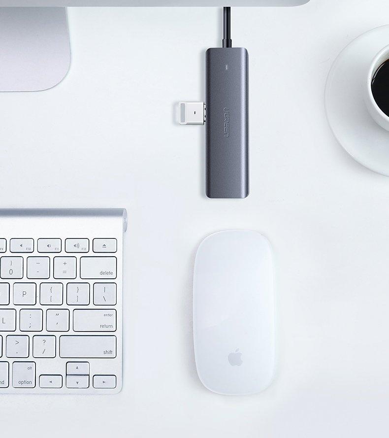 Ugreen 4-Port USB 3.2 Gen 1 Hub with Micro USB Power, Gray - Model CM219 50985