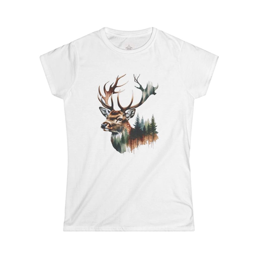 Rustic Deer Graphic Women's Tee, Nature Lover Shirt, Outdoor Adventure Top, Gift
