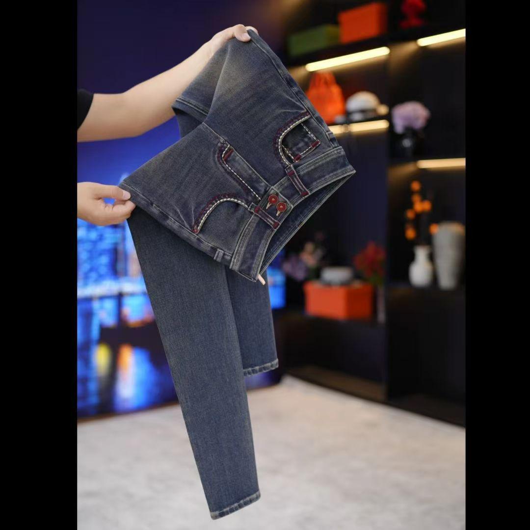 

Mo Yu Qiong Hua Women s High-Waisted Plus-Velvet Stretch Skinny Jeans - Elegant Autumn/Winter Slimming Pants 26 (80-90 lbs)