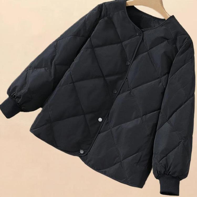 Women Fashion Coat Office Lady Tops Autumn Winter Solid V-Neck Thin Long Sleeve Single Breasted Parkas with Pockets