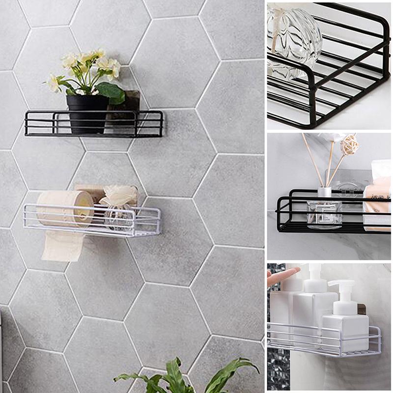 

Кованая полка для ванной без перфорации, полка для туалетных принадлежностей, стеллаж для хранения в спальне, настенная полка для специй для кухни, туалетные принадлежности для ванной белый