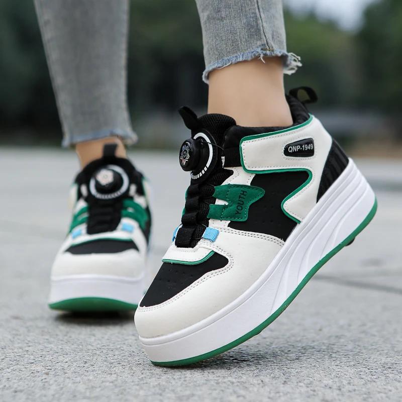 Students children's shoes four wheel light shoes Boys invisible roller shoes large size outdoor sports walking  women