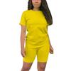 Women's 2 Piece Casual Sports Solid Color Suit Short Sleeve Top And Pants Set
