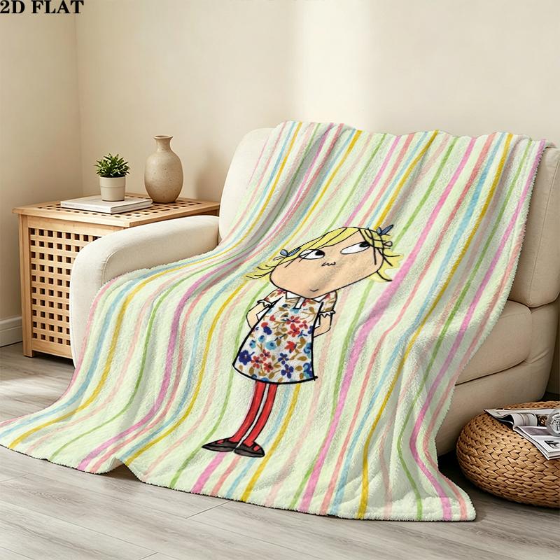 Charlie Lola Print Flannel Blanket, High Quality Comfortable for All Seasons, Home Decor, Warmth and Comfort, Perfect for Christmas Gifts