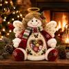 Soft Knitted Christmas Ornament Plush Snack Bag, Clear Heart Window Storage Doll with Back Zipper, Holiday Candy Cookie Gift Home Decor Holder,