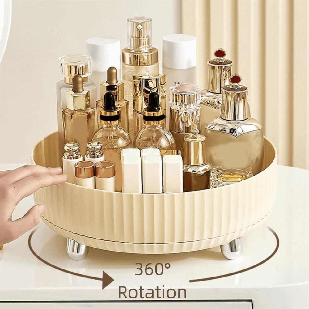 Large Capacity Makeup Storage Tray Round Spinning Organizer  Bathroom