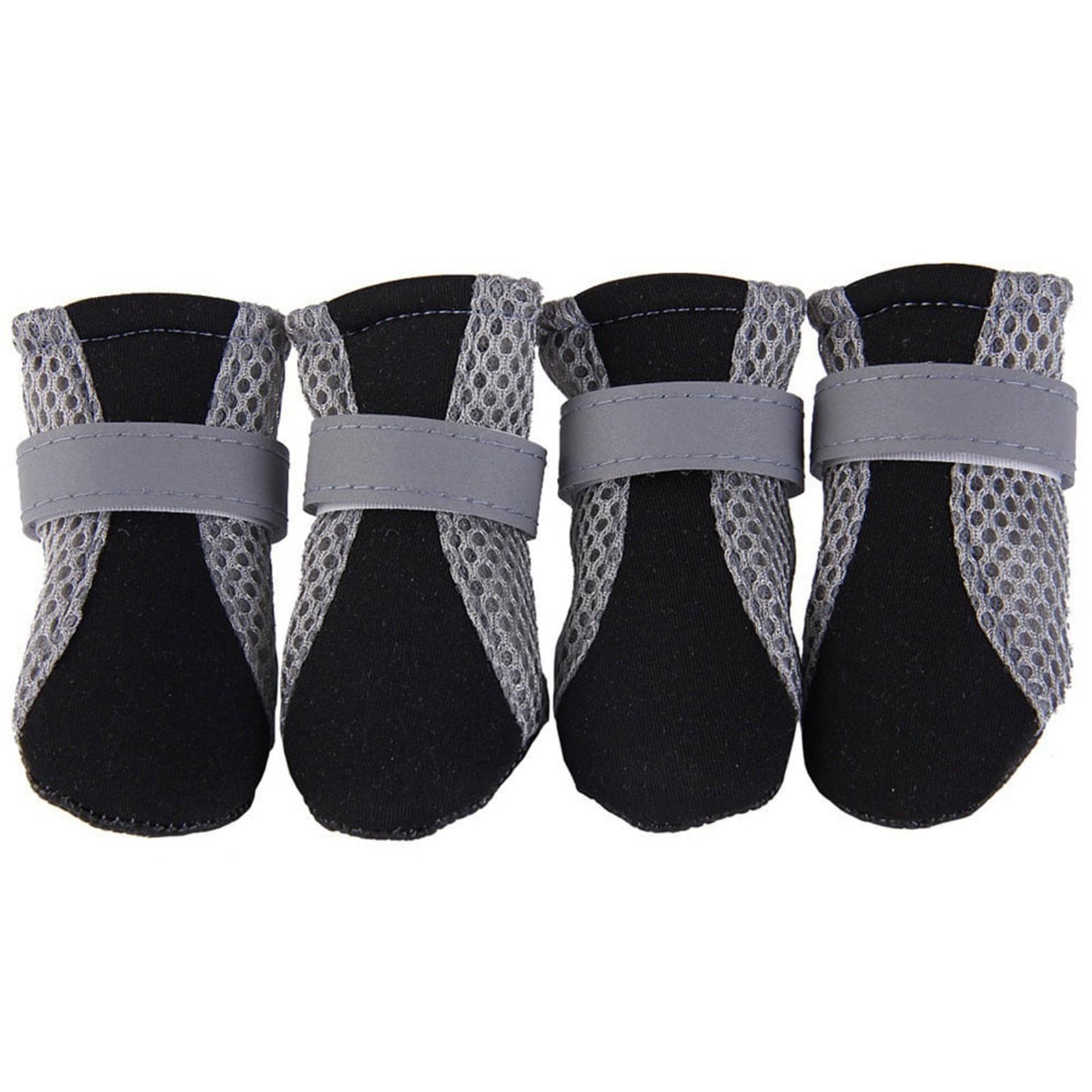 

4 Piece Set Of Pet Dog Shoes With Non Soft Sole Breathable Mesh And Adjustable Strap Boots S чёрный