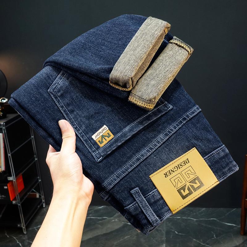 

Men s Loose Embroidered Fleece-Lined Straight-Leg Jeans - 2025 Autumn Collection 33