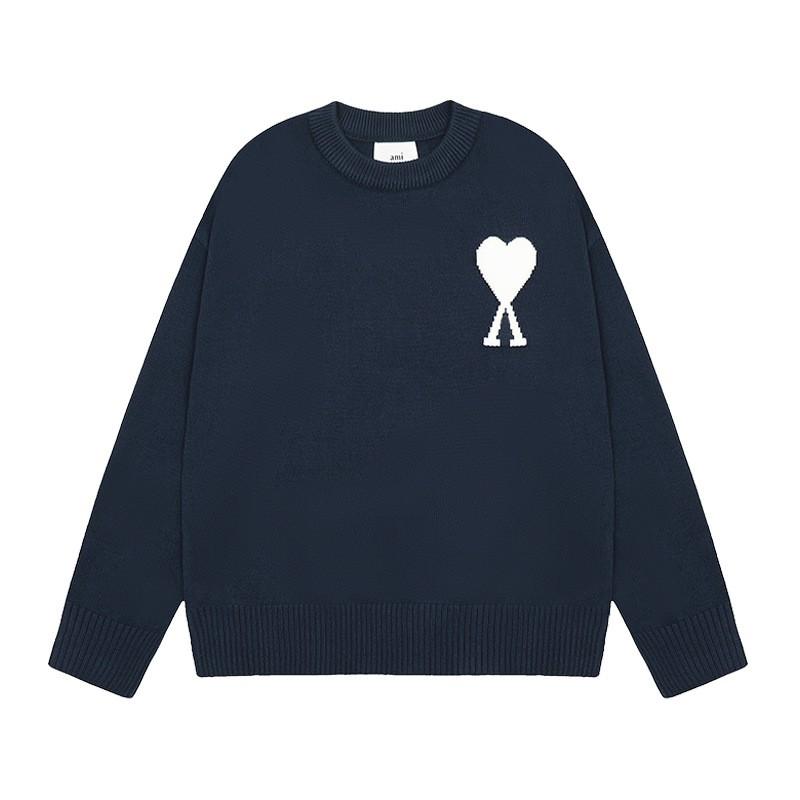 Womens Oversized Crewneck Knit Sweater With Heart Print Streetwear Long Sleeve Cotton Top 2025