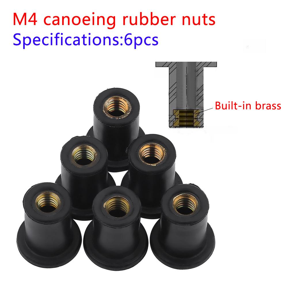 6pc M4 Durable Rubber Well Nuts Windshield Bolts for Motorcycles Kayak Canoe Boats