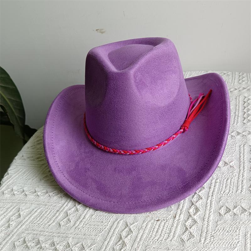 Cowboy Hat Suede Solid Color Men and Women Wide Brim Jazz Hat Outdoor Sun Hat Suitable for All Kinds of Parties Knigh