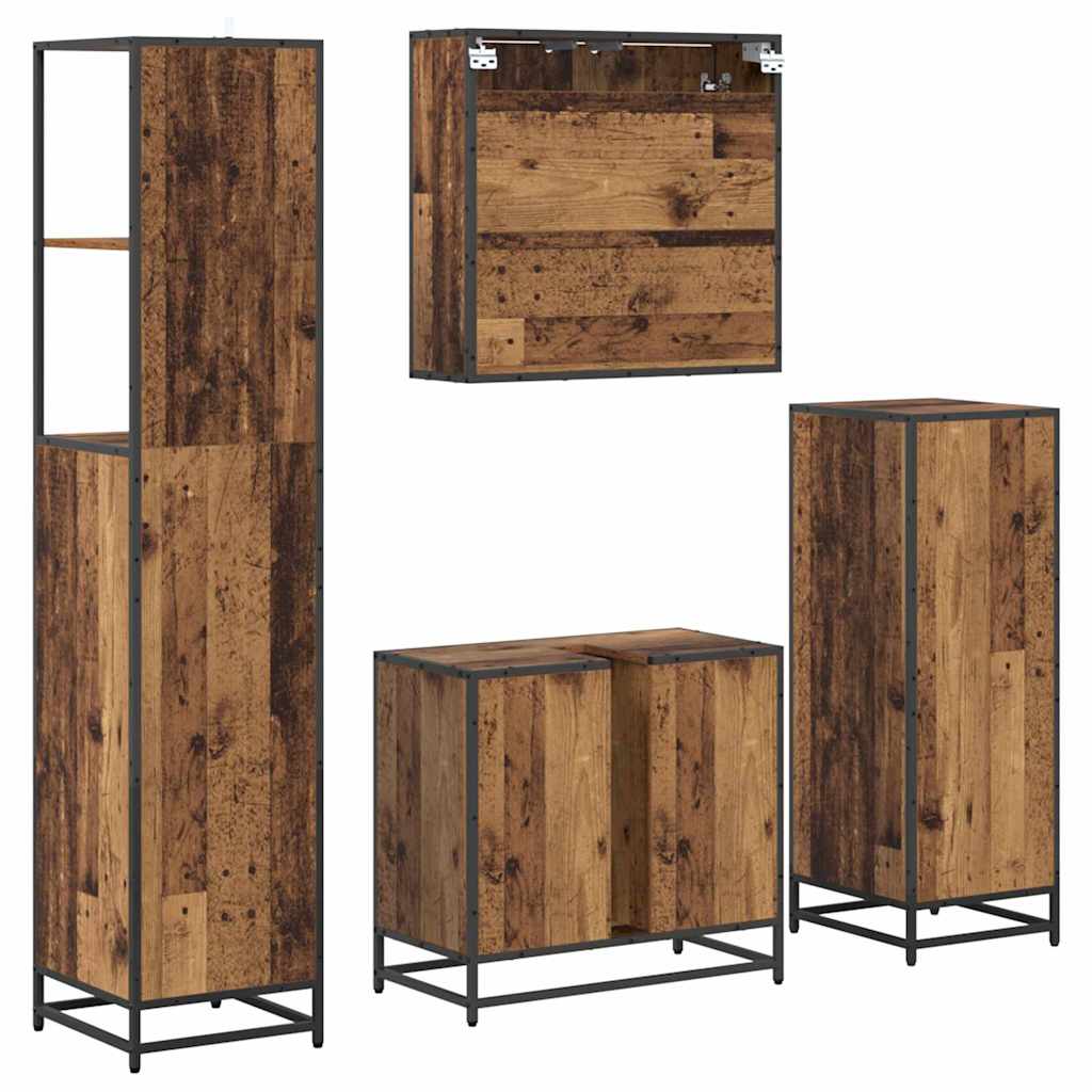 Bathroom Furniture Set with Drawers 4 pcs Reclaimed Wood Engineered Wood