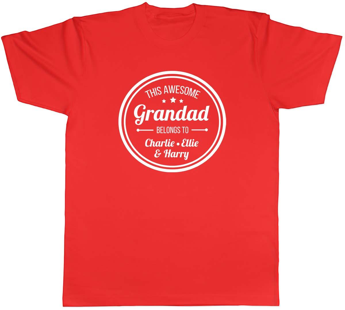Personalised This Awesome Grandad Belongs To Unisexs Unisex TShirt Tee S