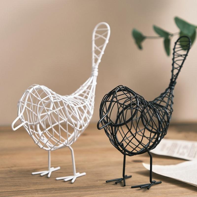 1Pc Iron Little Bird Statue Modern Design Animal Figurine Home Office Decoration Craft Home Decoration Accessories