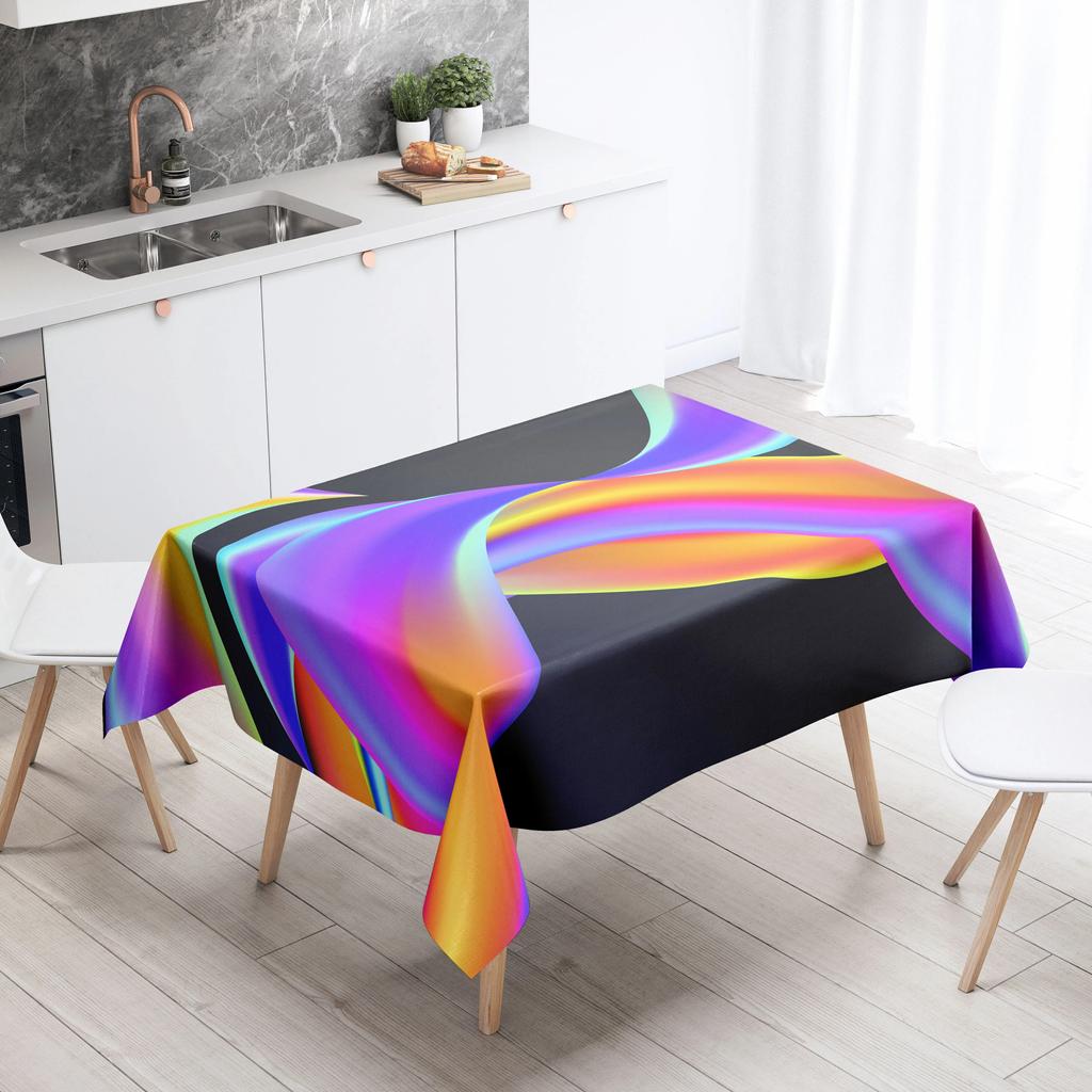 Geometric Line Tablecloth Home Decor Stain Resistant Waterproof Table Decoration Rectangular Kitchen Fireplace Countertop