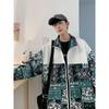 Men Spring and Autumn Fashion Jacket New Stand Collar Loose Waist Pattern Personality Fashion Long-sleeved Jacket